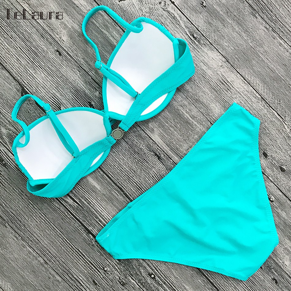 Bikini Set 2018 Push Up Swimwear Women Retro Swimsuit Solid Plus Size Swimwear Vintage Bikinis Women Biquini Bathing Suit M-XXXL