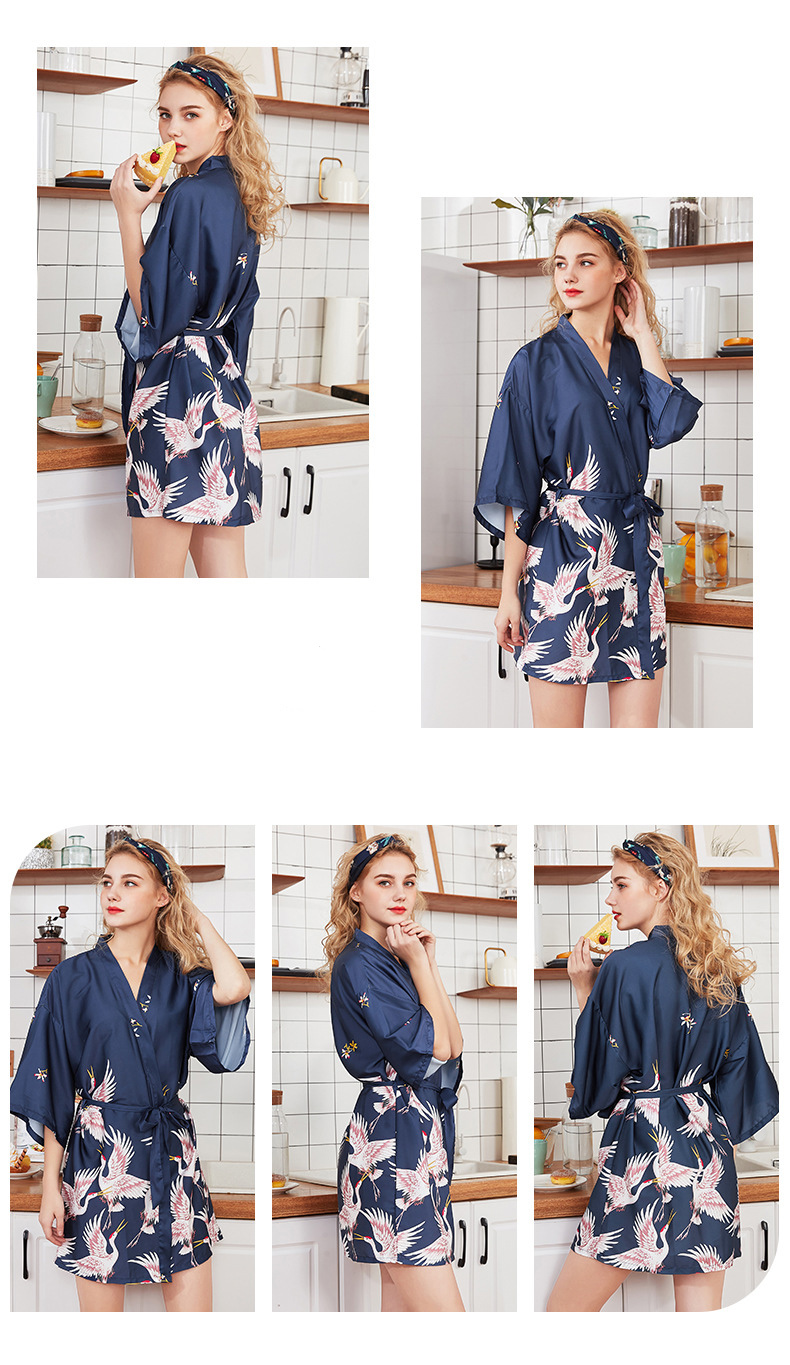 Fashion Women's Summer Mini Kimono Robe Lady Rayon Bath Gown Yukata Nightgown Sleepwear Sleepshirts Pijama Mujer Size M-XXL