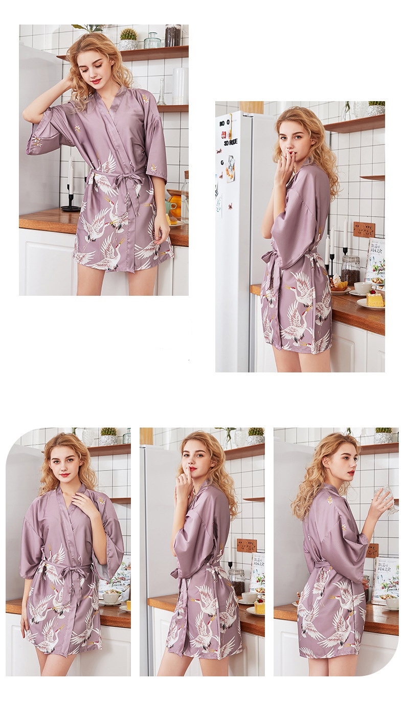 Fashion Women's Summer Mini Kimono Robe Lady Rayon Bath Gown Yukata Nightgown Sleepwear Sleepshirts Pijama Mujer Size M-XXL