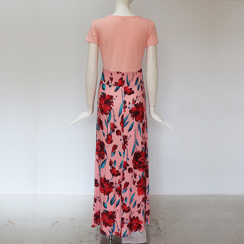 2018 Long Dress Women Summer Boho Beach Patchwork Floral Print Short Sleeve Dress Fashion Elegant Ladies Party Maxi Dresses 2018 Long Dress Women Summer Boho Beach Patchwork Floral Print Short Sleeve Dress Fashion Elegant Ladies Party Maxi Dresses