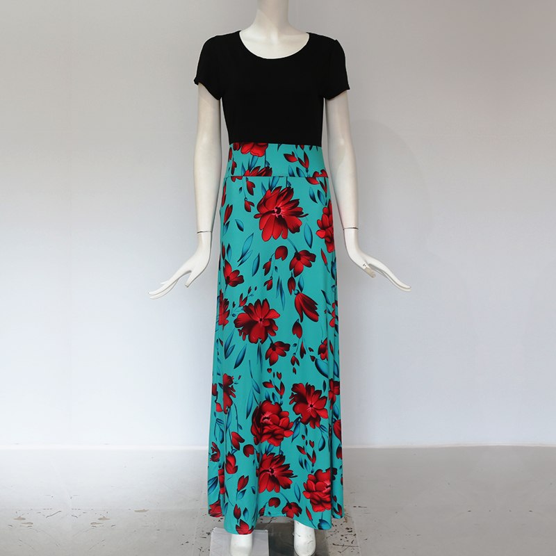 2018 Long Dress Women Summer Boho Beach Patchwork Floral Print Short Sleeve Dress Fashion Elegant Ladies Party Maxi Dresses 2018 Long Dress Women Summer Boho Beach Patchwork Floral Print Short Sleeve Dress Fashion Elegant Ladies Party Maxi Dresses