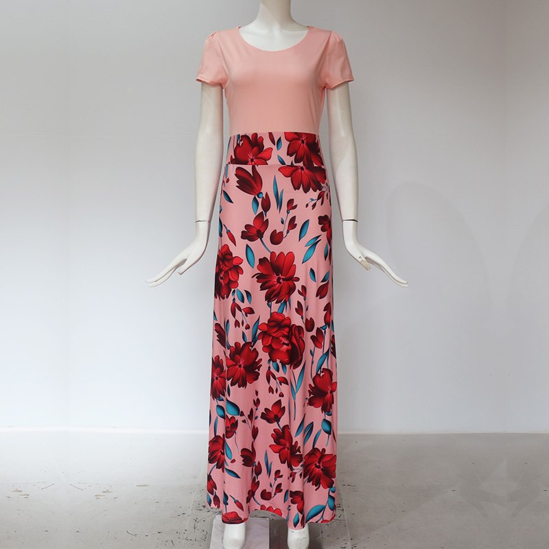 2018 Long Dress Women Summer Boho Beach Patchwork Floral Print Short Sleeve Dress Fashion Elegant Ladies Party Maxi Dresses 2018 Long Dress Women Summer Boho Beach Patchwork Floral Print Short Sleeve Dress Fashion Elegant Ladies Party Maxi Dresses