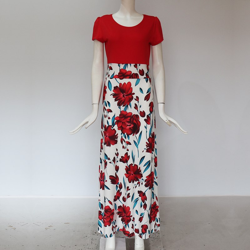 2018 Long Dress Women Summer Boho Beach Patchwork Floral Print Short Sleeve Dress Fashion Elegant Ladies Party Maxi Dresses 2018 Long Dress Women Summer Boho Beach Patchwork Floral Print Short Sleeve Dress Fashion Elegant Ladies Party Maxi Dresses