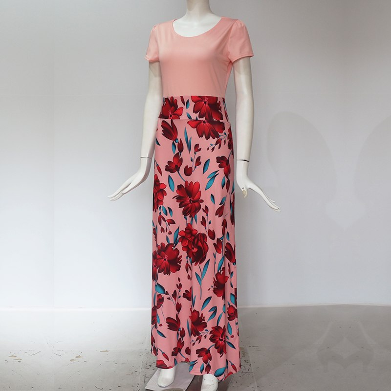 2018 Long Dress Women Summer Boho Beach Patchwork Floral Print Short Sleeve Dress Fashion Elegant Ladies Party Maxi Dresses 2018 Long Dress Women Summer Boho Beach Patchwork Floral Print Short Sleeve Dress Fashion Elegant Ladies Party Maxi Dresses