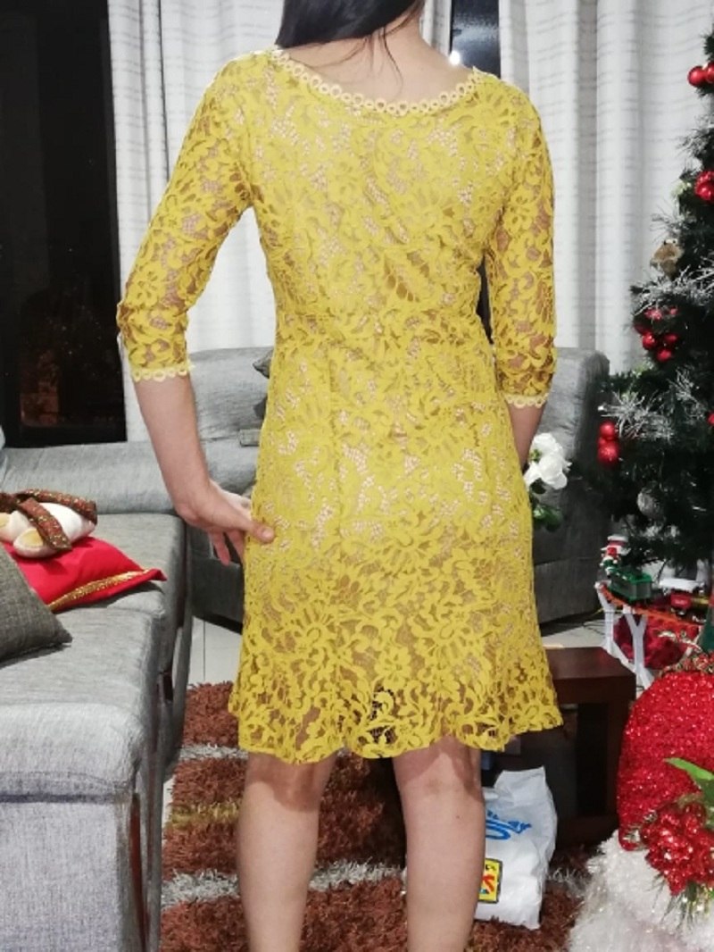 Lguc.H 2018 Luxury Lace Dress Autumn Wrap Dress Noodles Elegant Lady Evening Party Dress Women Clothes Trendy Clothing Yellow XL Lguc.H 2018 Luxury Lace Dress Autumn Wrap Dress Noodles Elegant Lady Evening Party Dress Women Clothes Trendy Clothing Yellow XL