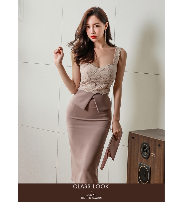 H Han Queen Halter Strapless Summer OL Lace Pencil Dress 2018 New Fashion Sexy V Collar Sleeveless Vintage Club Party Dresses