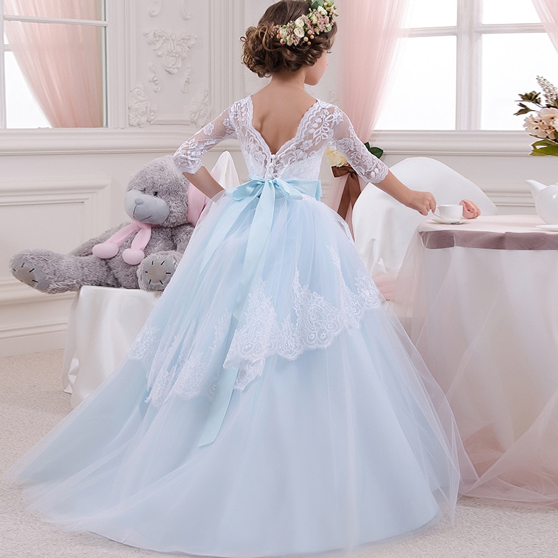 Girls Evening Party Dress 2019 Summer Kids Dresses For Girls Children Costume Elegant Princess Dress Flower Girls Wedding Dress