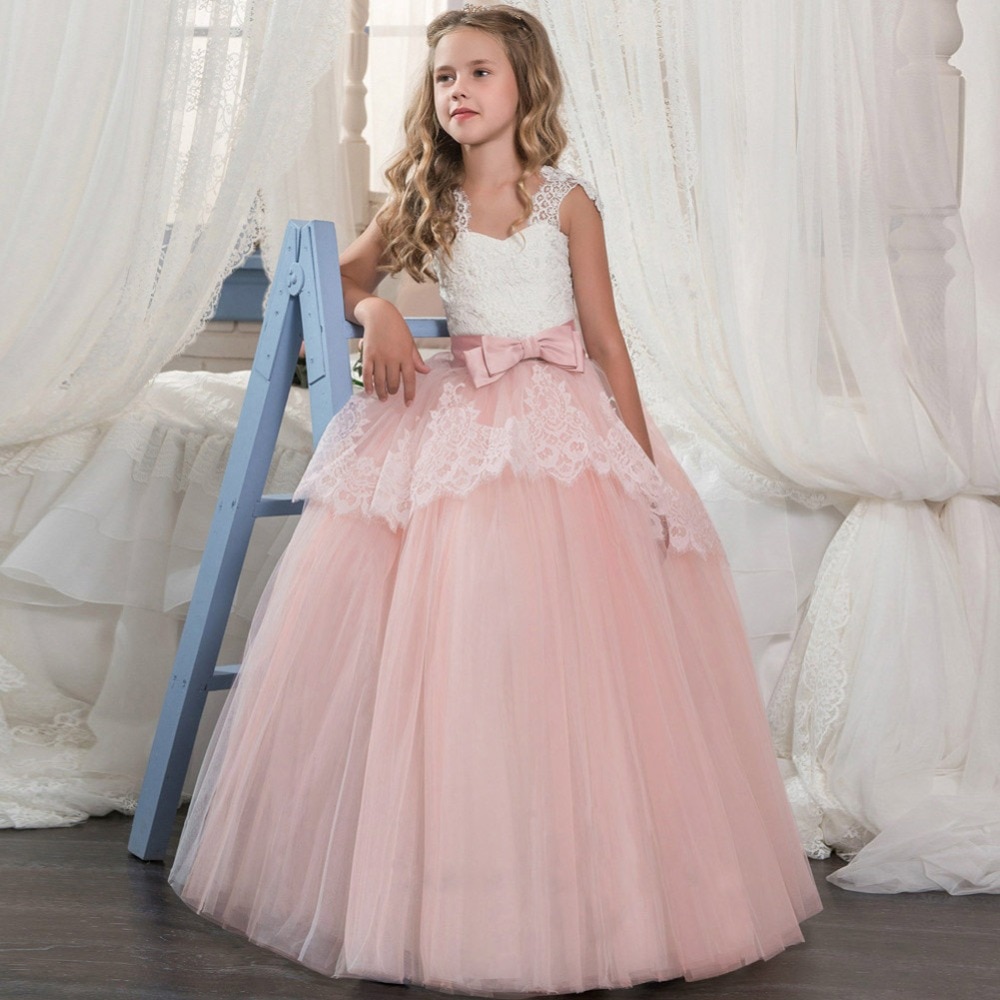 Girls Evening Party Dress 2019 Summer Kids Dresses For Girls Children Costume Elegant Princess Dress Flower Girls Wedding Dress