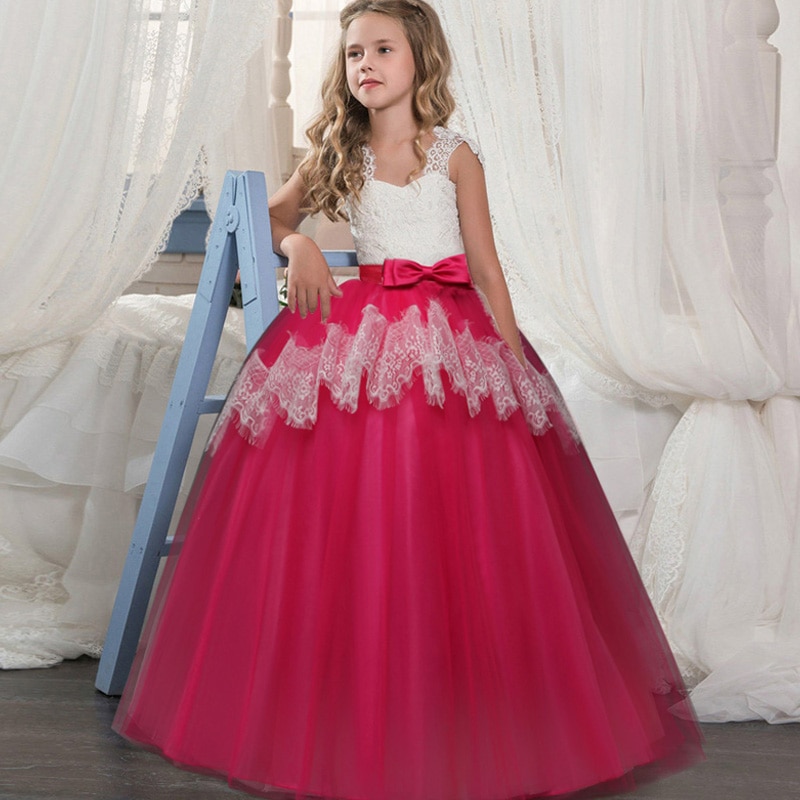 Girls Evening Party Dress 2019 Summer Kids Dresses For Girls Children Costume Elegant Princess Dress Flower Girls Wedding Dress