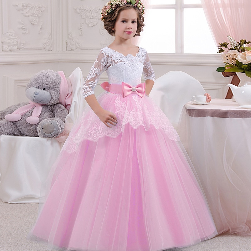 Girls Evening Party Dress 2019 Summer Kids Dresses For Girls Children Costume Elegant Princess Dress Flower Girls Wedding Dress