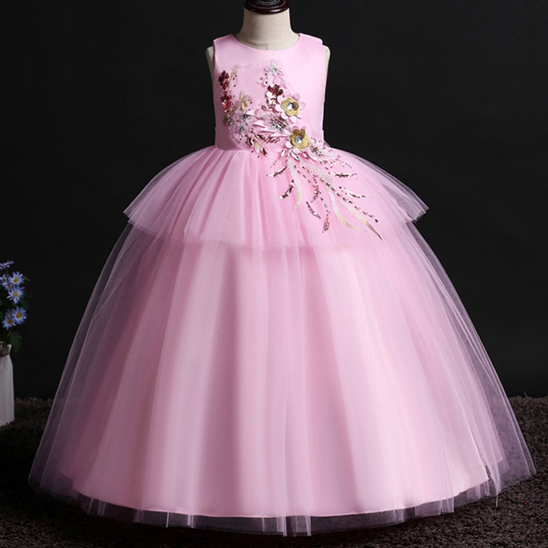 Girls Evening Party Dress 2019 Summer Kids Dresses For Girls Children Costume Elegant Princess Dress Flower Girls Wedding Dress