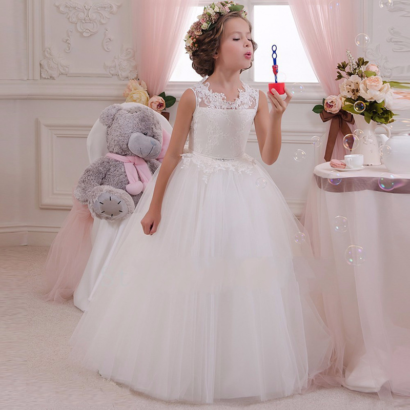 Girls Evening Party Dress 2019 Summer Kids Dresses For Girls Children Costume Elegant Princess Dress Flower Girls Wedding Dress