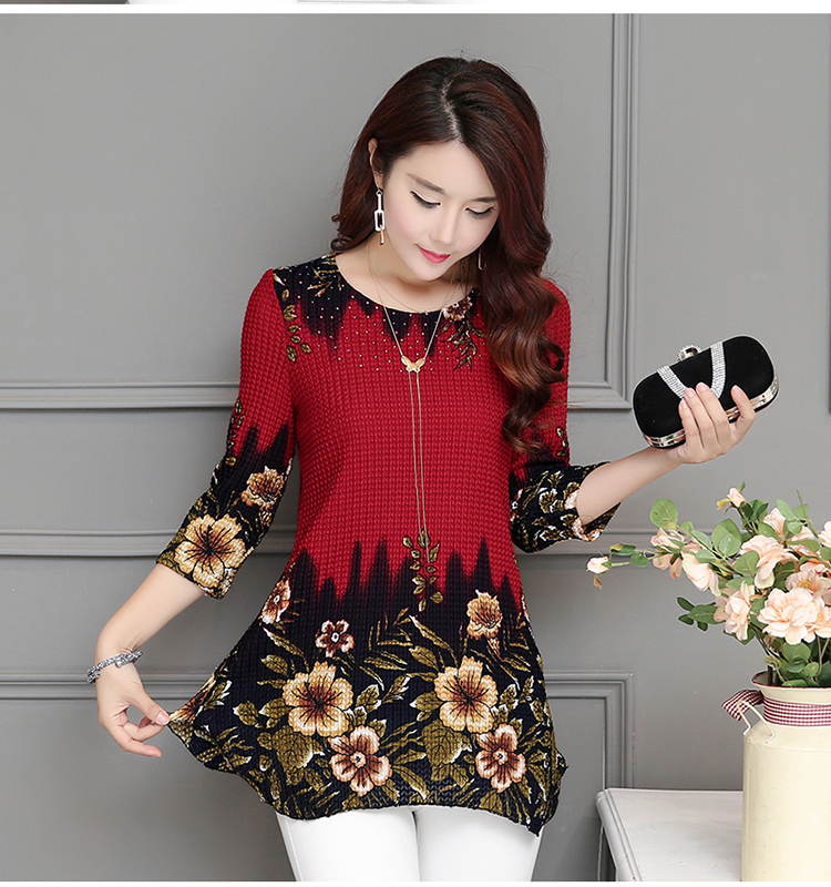 2019 New Arrival Fashion Summer Three Quarter Slim floral long Shirt Female Casual Slim Color Plus Size elegant Printed Blouse 2019 New Arrival Fashion Summer Three Quarter Slim floral long Shirt Female Casual Slim Color Plus Size elegant Printed Blouse
