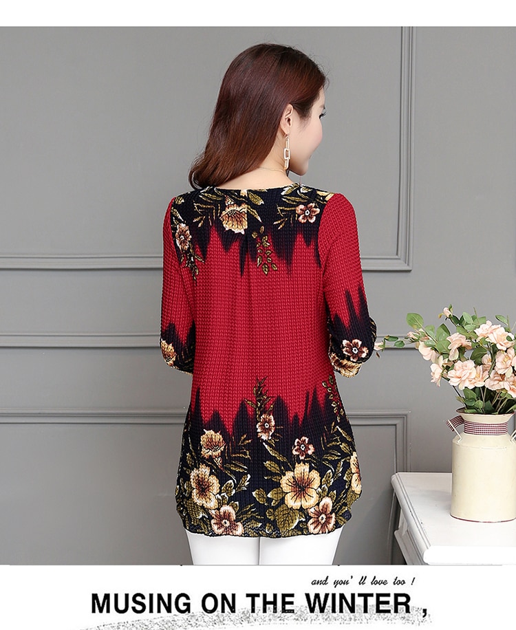2019 New Arrival Fashion Summer Three Quarter Slim floral long Shirt Female Casual Slim Color Plus Size elegant Printed Blouse 2019 New Arrival Fashion Summer Three Quarter Slim floral long Shirt Female Casual Slim Color Plus Size elegant Printed Blouse
