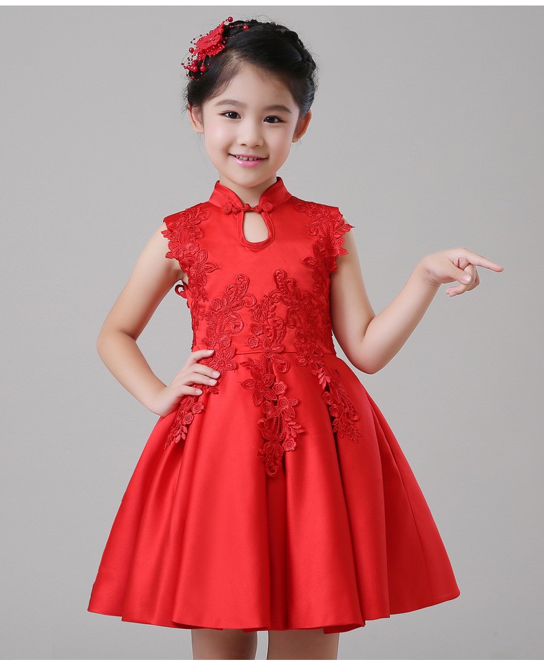 2018 Spring New Girls Cheongsam Princess Dress Flower Girl Birthday Costumes Embroidered Flower Tutu Dress or With wrap 2pcs 2018 Spring New Girls Cheongsam Princess Dress Flower Girl Birthday Costumes Embroidered Flower Tutu Dress or With wrap 2pcs