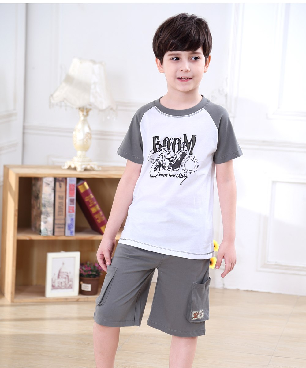 LeJin Children Boys Clothing Set Kids Clothes Kids Costume Suit Costumes for Boys Casual Wear Shorts for Summer in 100% Cotton