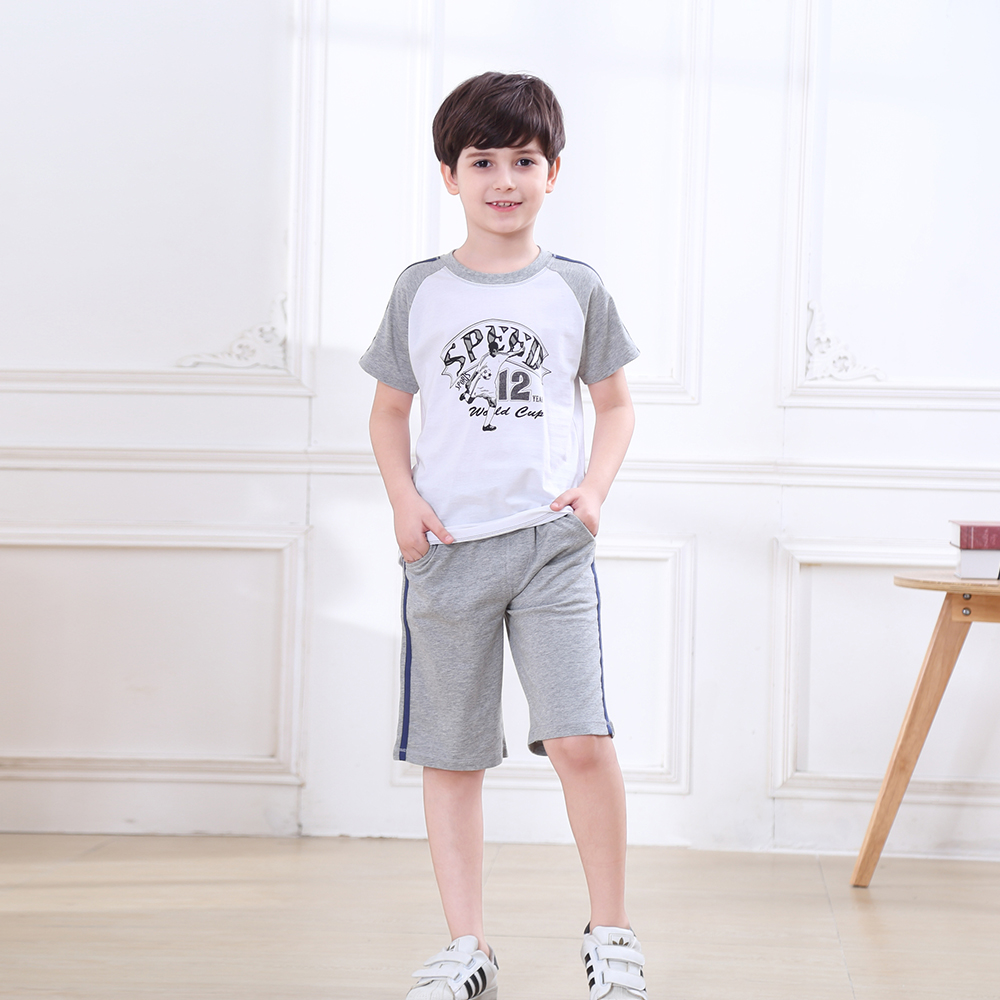 LeJin Children Boys Clothing Set Kids Clothes Kids Costume Suit Costumes for Boys Casual Wear Shorts for Summer in 100% Cotton