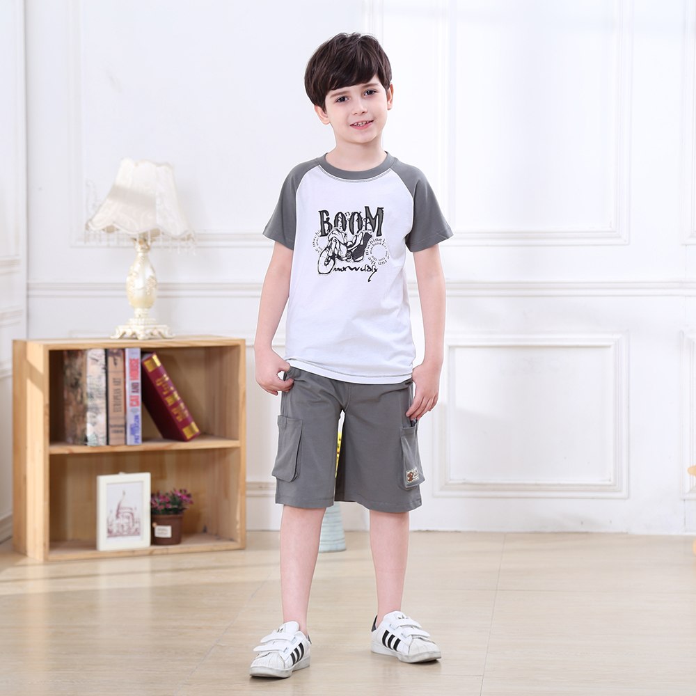 LeJin Children Boys Clothing Set Kids Clothes Kids Costume Suit Costumes for Boys Casual Wear Shorts for Summer in 100% Cotton