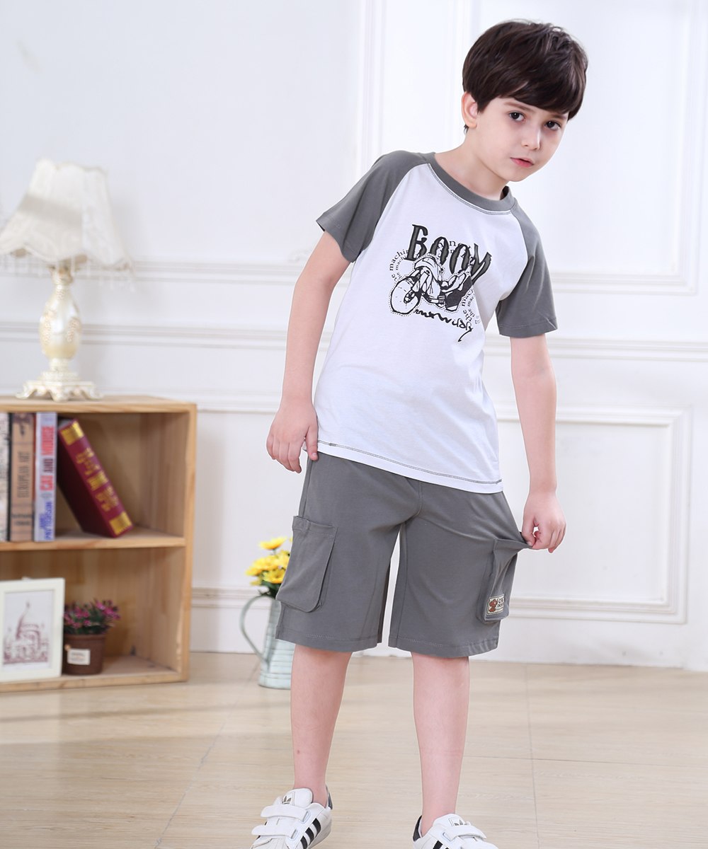 LeJin Children Boys Clothing Set Kids Clothes Kids Costume Suit Costumes for Boys Casual Wear Shorts for Summer in 100% Cotton