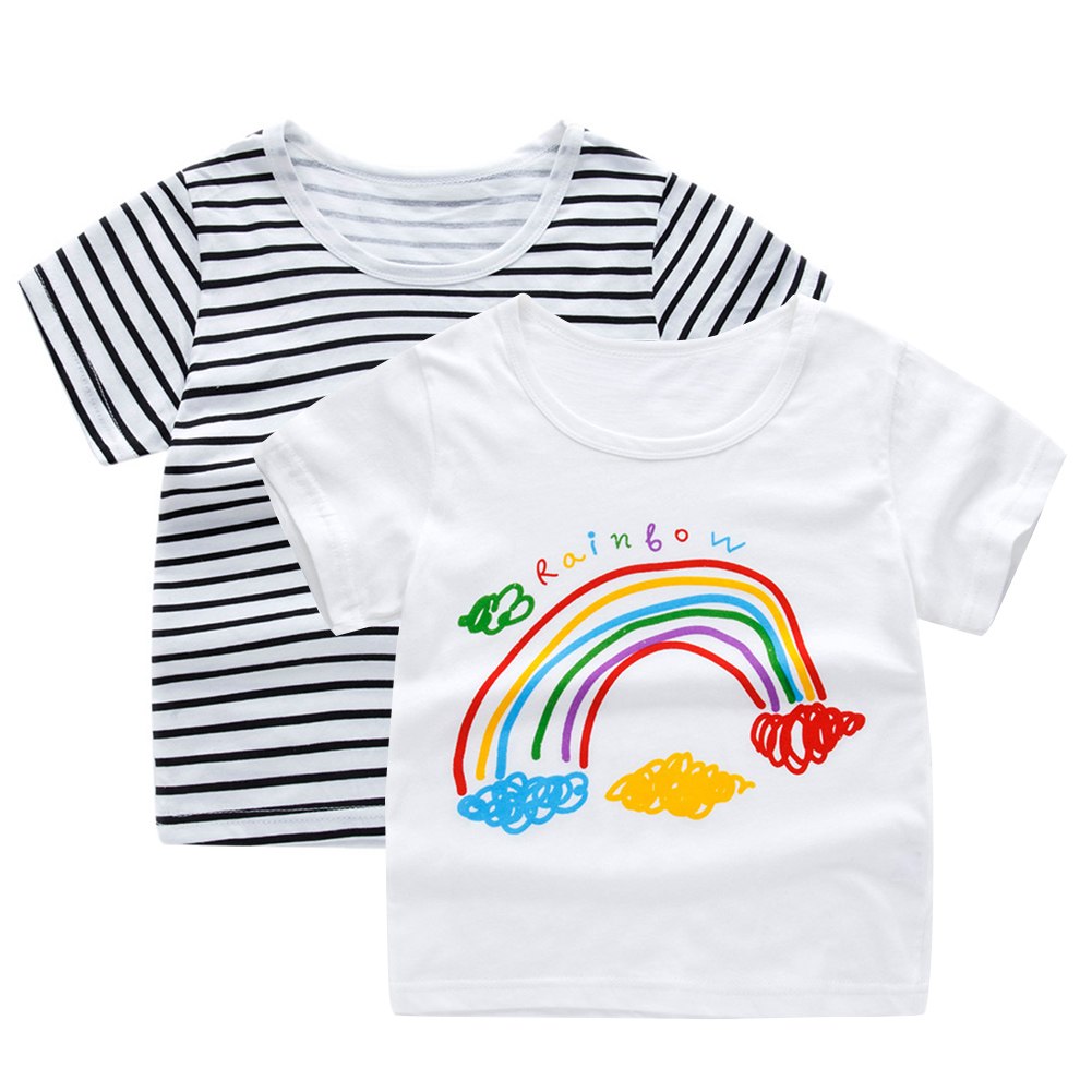 Baby Boys Girls Cotton T-shirt Cartoon Pattern Short Sleeve Shirt Tops Summer Children's Clothing Toddler T-shirts Tees