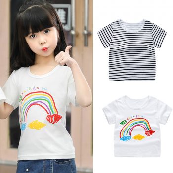 Baby Boys Girls Cotton T-shirt Cartoon Pattern Short Sleeve Shirt Tops Summer Children’s Clothing Toddler T-shirts Tees