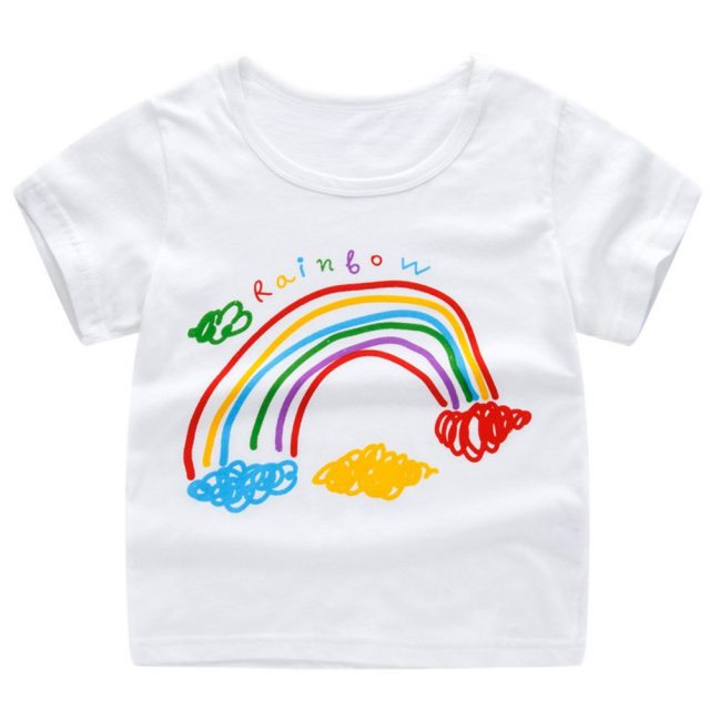 Baby Boys Girls Cotton T-shirt Cartoon Pattern Short Sleeve Shirt Tops Summer Children’s Clothing Toddler T-shirts Tees