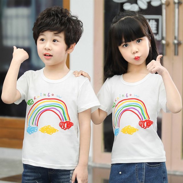 Baby Boys Girls Cotton T-shirt Cartoon Pattern Short Sleeve Shirt Tops Summer Children’s Clothing Toddler T-shirts Tees