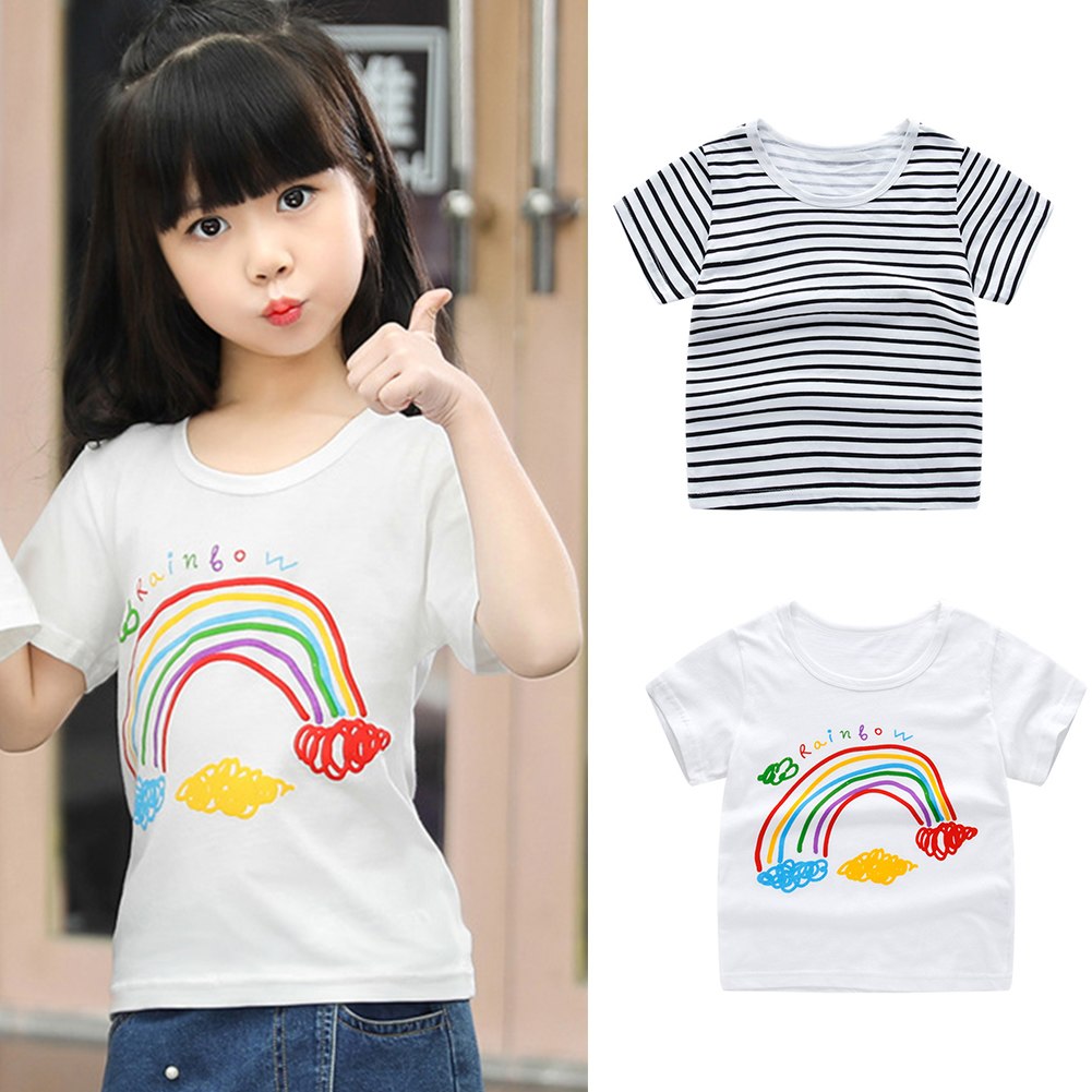 Baby Boys Girls Cotton T-shirt Cartoon Pattern Short Sleeve Shirt Tops Summer Children's Clothing Toddler T-shirts Tees