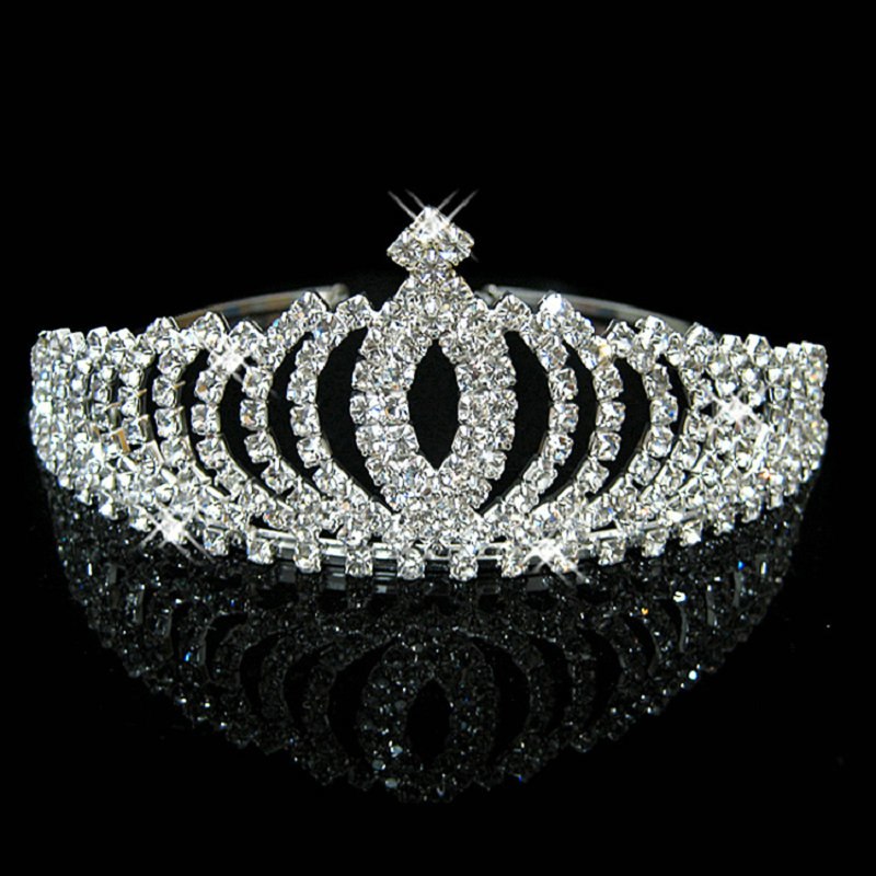 2018 Women Princess Crown Headband Crystal Rhinestone Tiara And Crowns Hair Band Jewelry Silver Bridal Hair Accessories Wedding