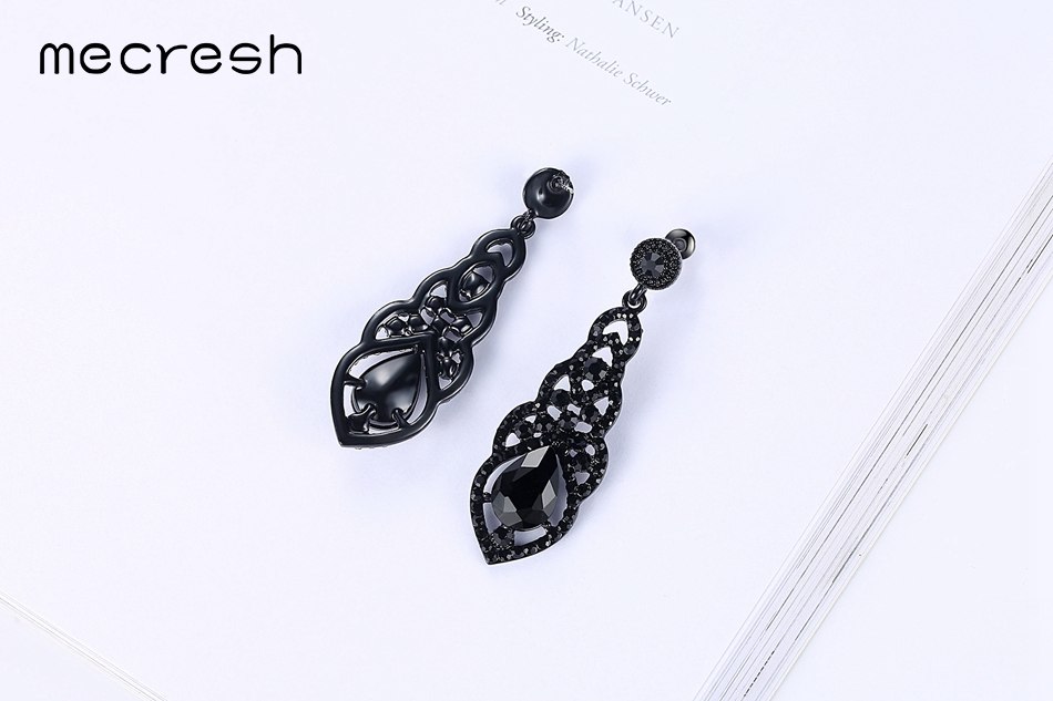 Mecresh Clear Crystal Bridal Jewelry Sets Teardrop Bracelet Earrings Sets Wedding Jewelry for Women Classic Style EH444+SL051