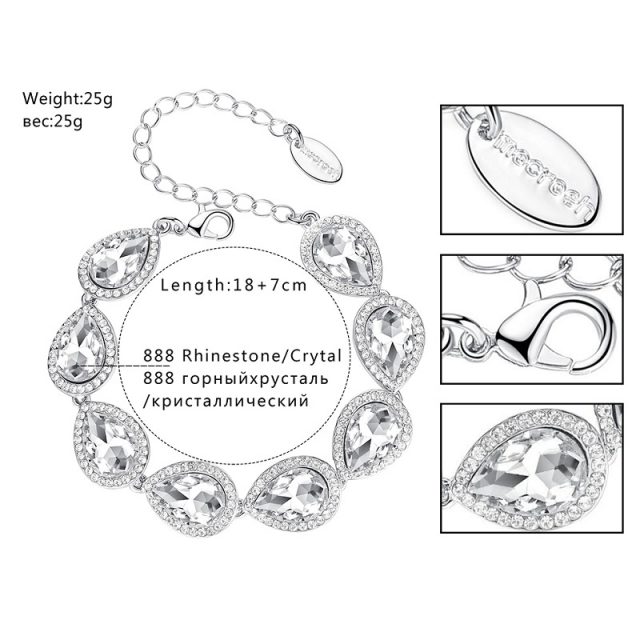 Mecresh Clear Crystal Bridal Jewelry Sets Teardrop Bracelet Earrings Sets Wedding Jewelry for Women Classic Style EH444+SL051