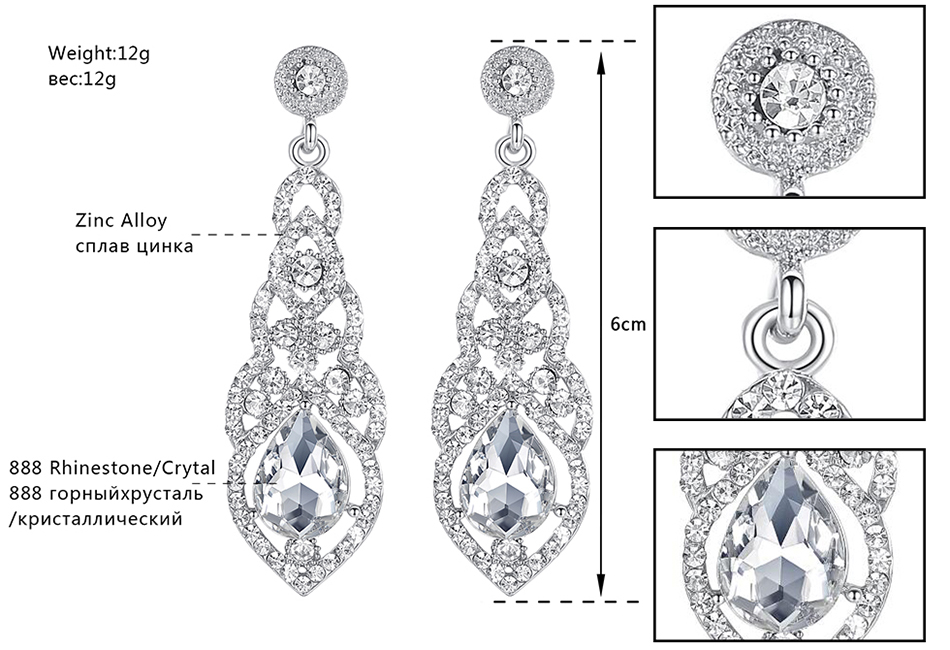 Mecresh Clear Crystal Bridal Jewelry Sets Teardrop Bracelet Earrings Sets Wedding Jewelry for Women Classic Style EH444+SL051