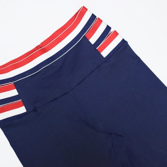 Women Yoga Sets Tracksuit Sexy Gym Wear White Red Striped Crop Tank Top Leggings Running Clothing Fitness Sportswear Sport Suit