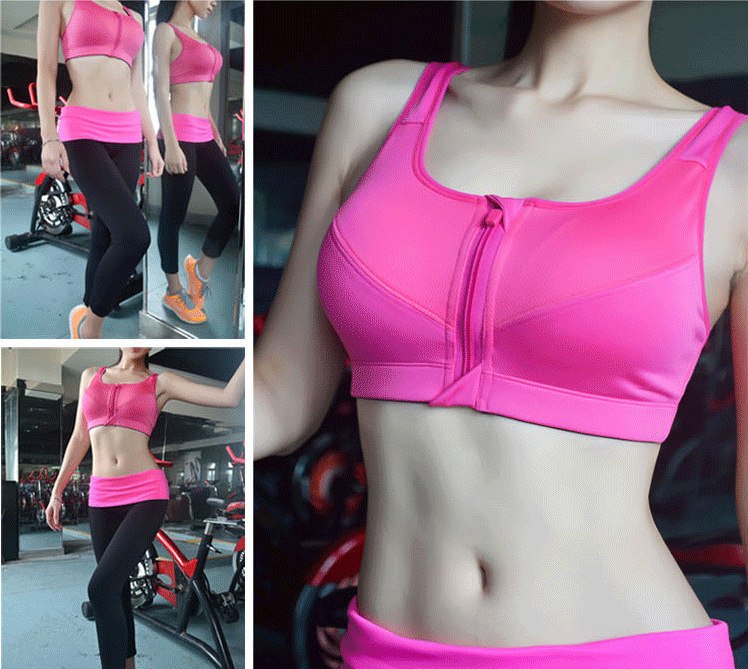 7 Color Fitness Yoga Push Up Sports Bra Women Gym Running Padded Tank Top Athletic Vest Underwear Shockproof Zipper Sport Bra