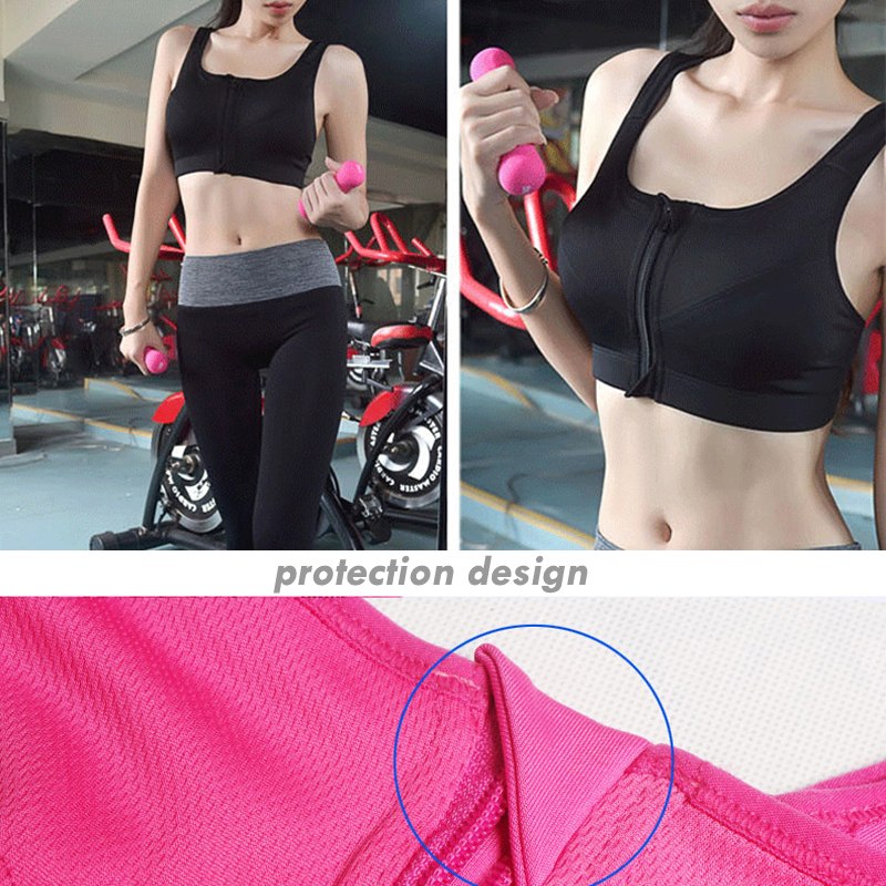 7 Color Fitness Yoga Push Up Sports Bra Women Gym Running Padded Tank Top Athletic Vest Underwear Shockproof Zipper Sport Bra