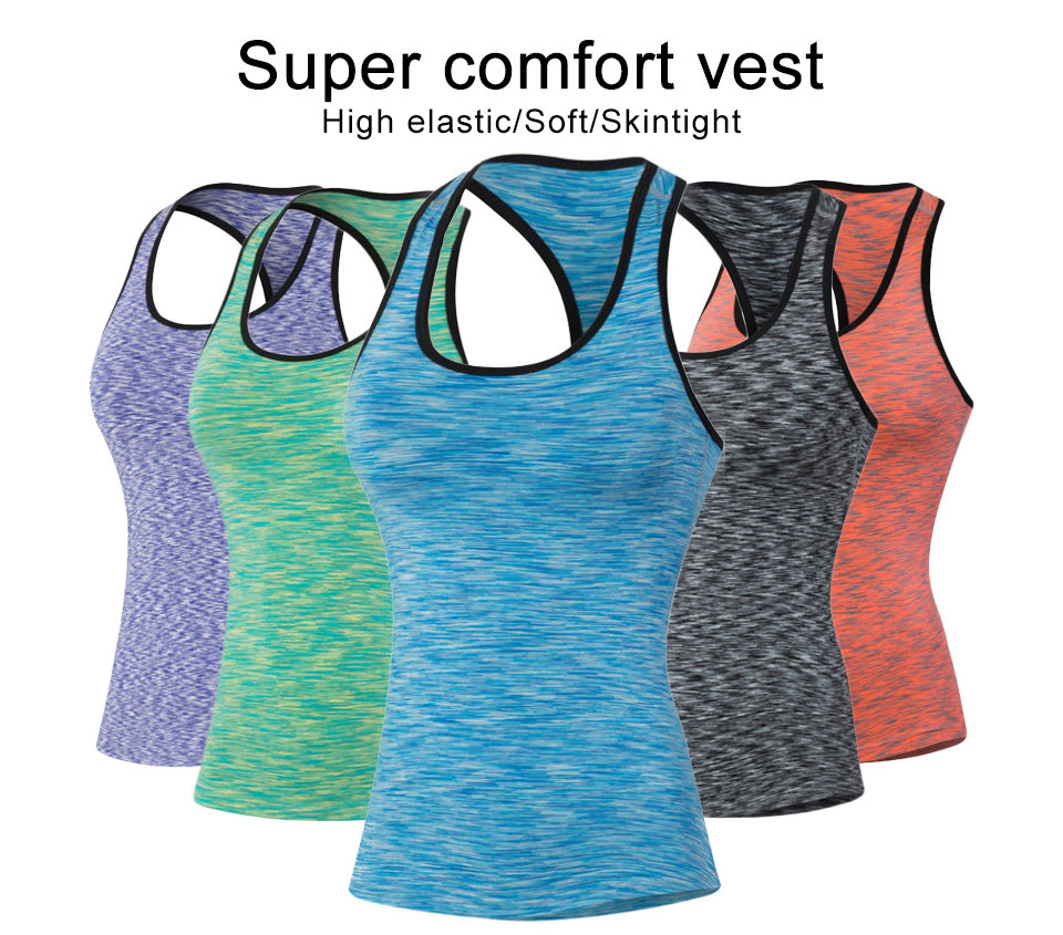 COLORFUL SERIES Running Quick Dry Vest Yoga Shirt High elasticity Tight fitting fitness Women GYM Clothing bodybuilding T shirt