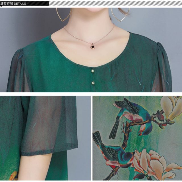 Tafforda M-4XL Plus Size New Spring Summer Silk Dress Chinese Style Dress High Quality Loose Print Party Women’s Dress Female