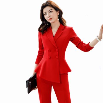 Women Suits 2019 Elegant Professional Wear Irregular Chic Blazers Office Lady Fashion Casual Work Coat Pants Suits Women Clothes