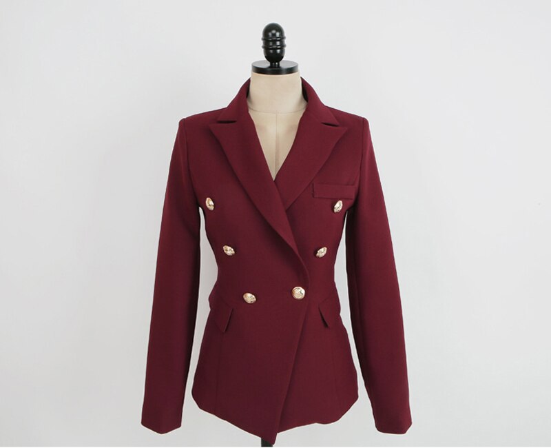 Sexy Wine Red Slim Style Women Pant Suits Slim Waist Buttons Blazer Jacket & Pencil Pant OL Style Women Set 2019 Spring