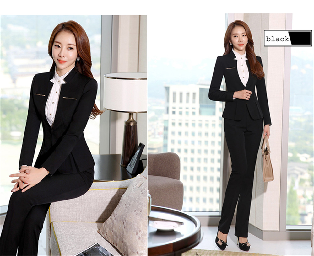 Formal Women Suits Workwear Office Lady Uniform Designs Female Blazer Jacket Set Elegant Pants Jacket Business Pant Suits 2019