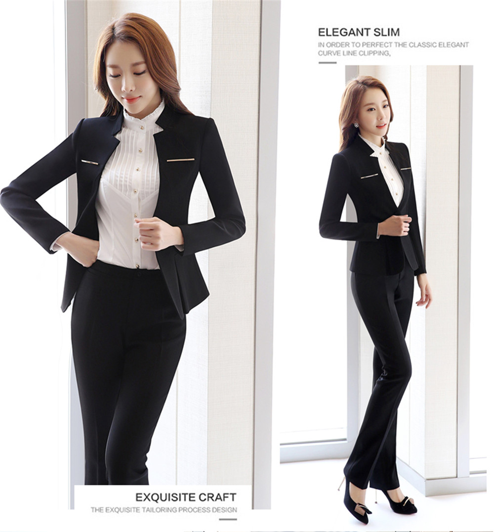 Formal Women Suits Workwear Office Lady Uniform Designs Female Blazer Jacket Set Elegant Pants Jacket Business Pant Suits 2019