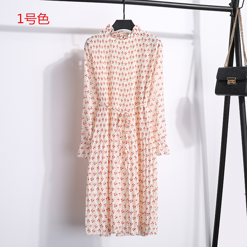 Women Two layers chiffon pleated dress 2019 spring autumn female vintage elegant long sleeve loose casual office lady dress