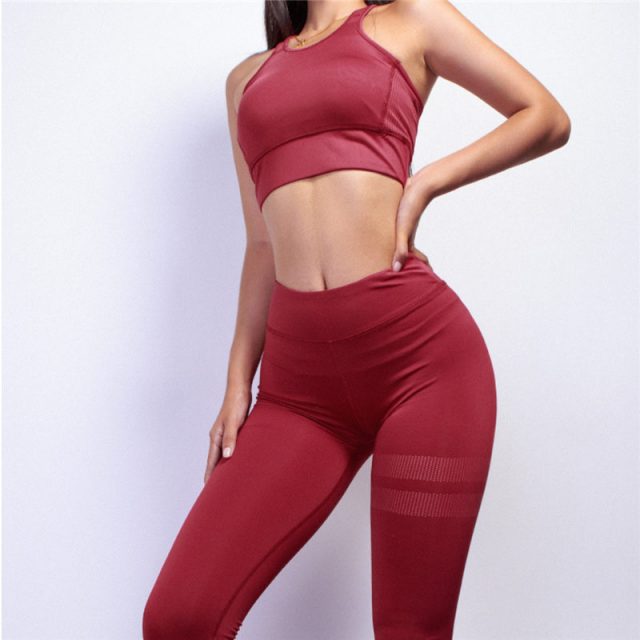 Z&P Gym Clothing Workout Clothes Women Yoga Set Woman Sportswear Fitness Suit Female Solid Leggings Sports Bra Sport Outfit