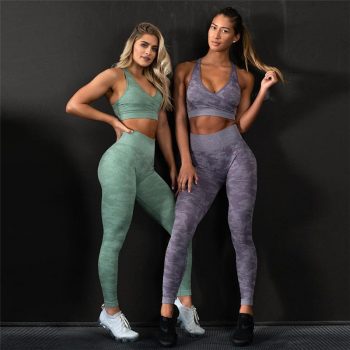 Camo Seamless Yoga Set Women Fitness Set Sportswear Women 2 Piece Yoga Suits Gym Clothing Fitness Clothing Yoga Wear Gym Set