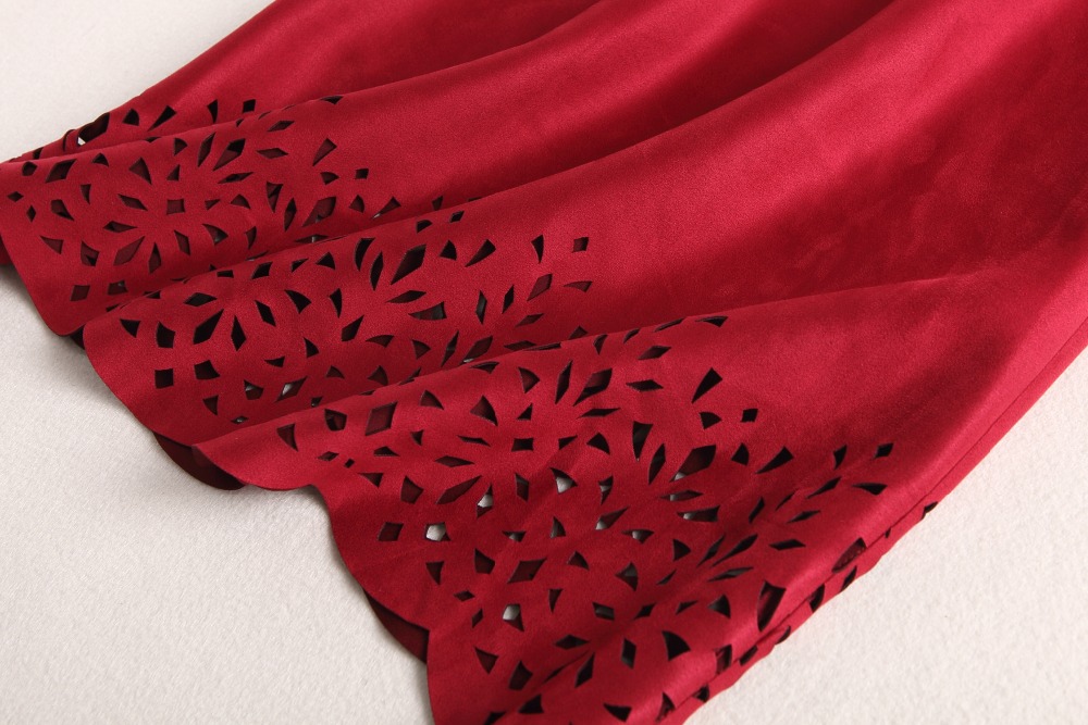 2018 NEW luxury spring Autumn Hollow Out dress Women Clothing winter Party Dress A Line Knee Length slim Suede Fabric dresses 2018 NEW luxury spring Autumn Hollow Out dress Women Clothing winter Party Dress A Line Knee Length slim Suede Fabric dresses