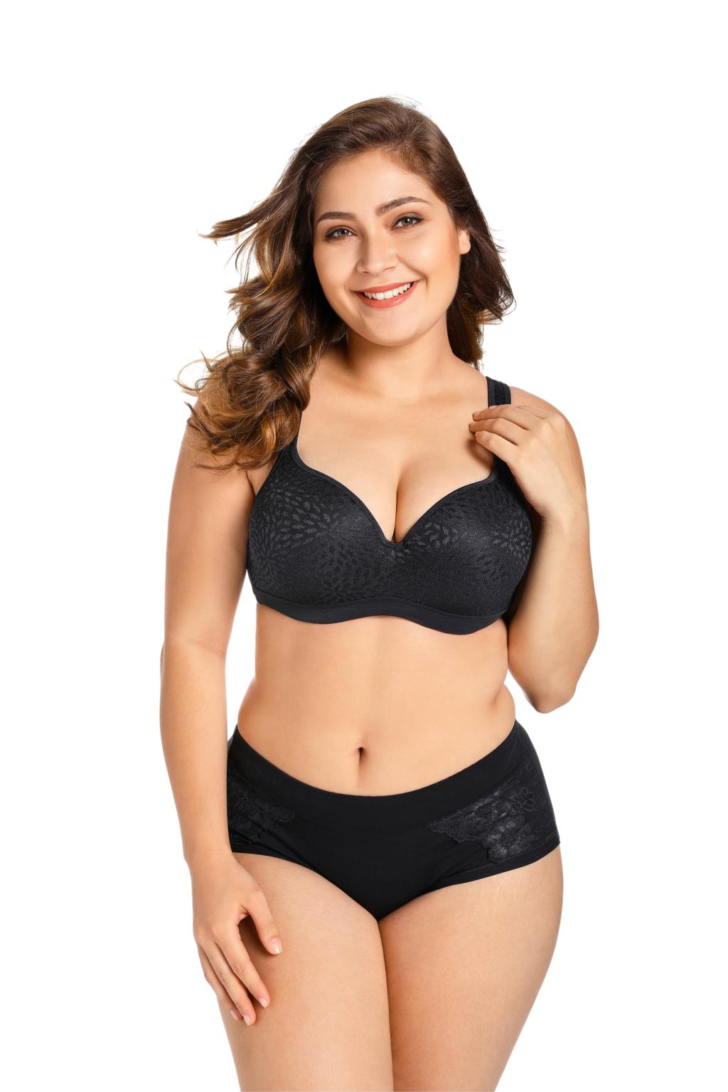 Women's Foam Contour Jacquard Full Cup Support Plus Size Underwire Bra