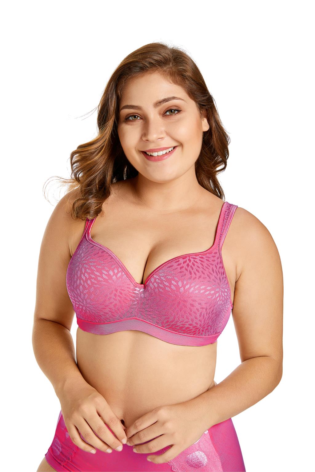 Women's Foam Contour Jacquard Full Cup Support Plus Size Underwire Bra