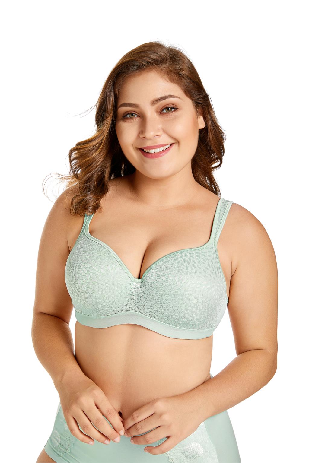 Women's Foam Contour Jacquard Full Cup Support Plus Size Underwire Bra