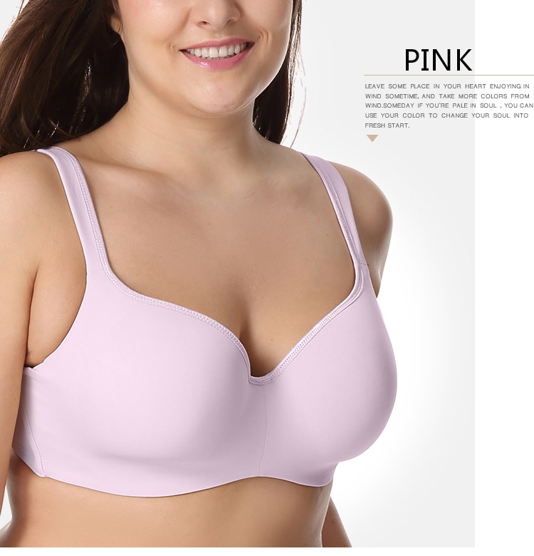 Seemless Full-Coverage Balconette Big Size T-Shirt Bra Blue Blown Pink 34-44 B C D DD E