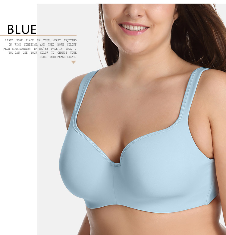 Seemless Full-Coverage Balconette Big Size T-Shirt Bra Blue Blown Pink 34-44 B C D DD E